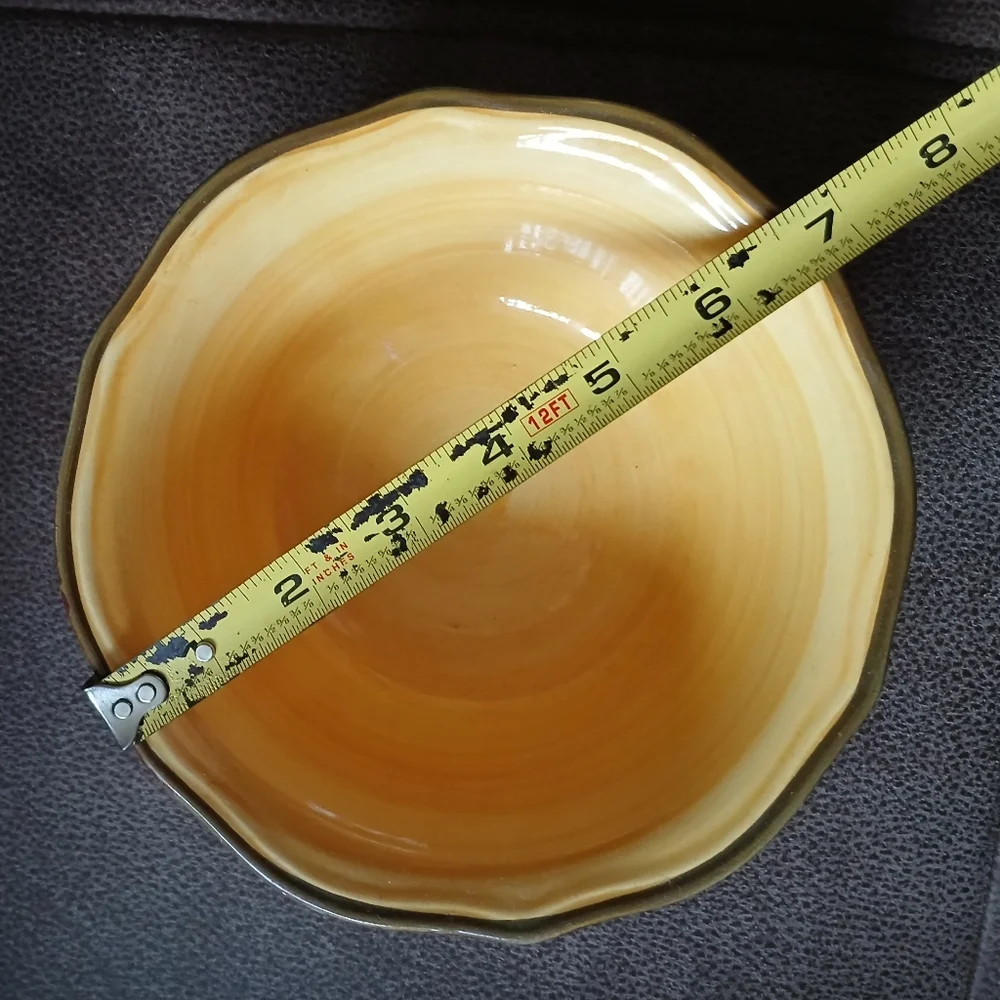 Gibson Everday Tuscan Design Bowls (2) Yellow, Green, Burgundy